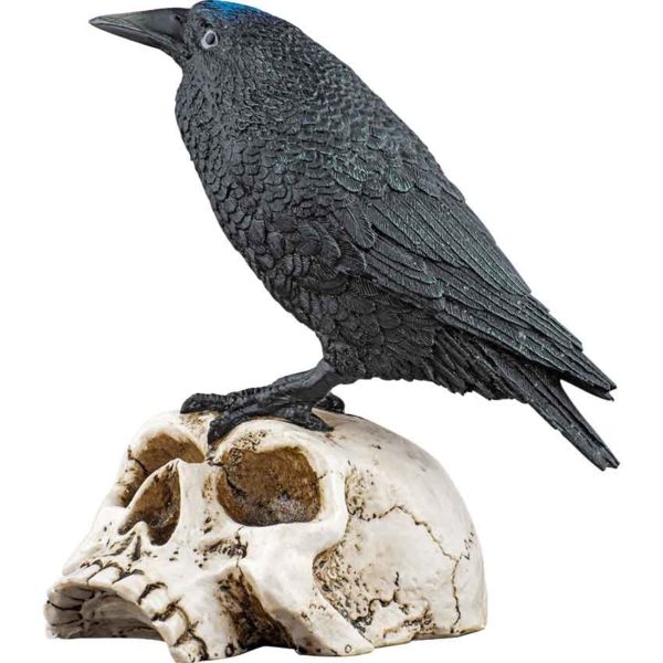 Raven on Skull Statue