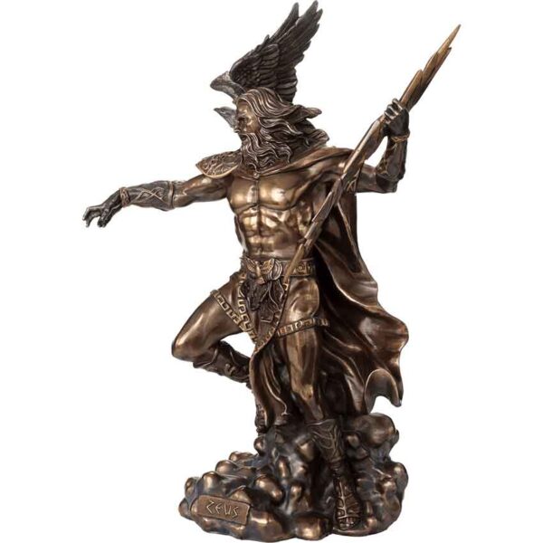 Bronze Zeus with Thunderbolt Statue - WU-1853 - Medieval Collectibles