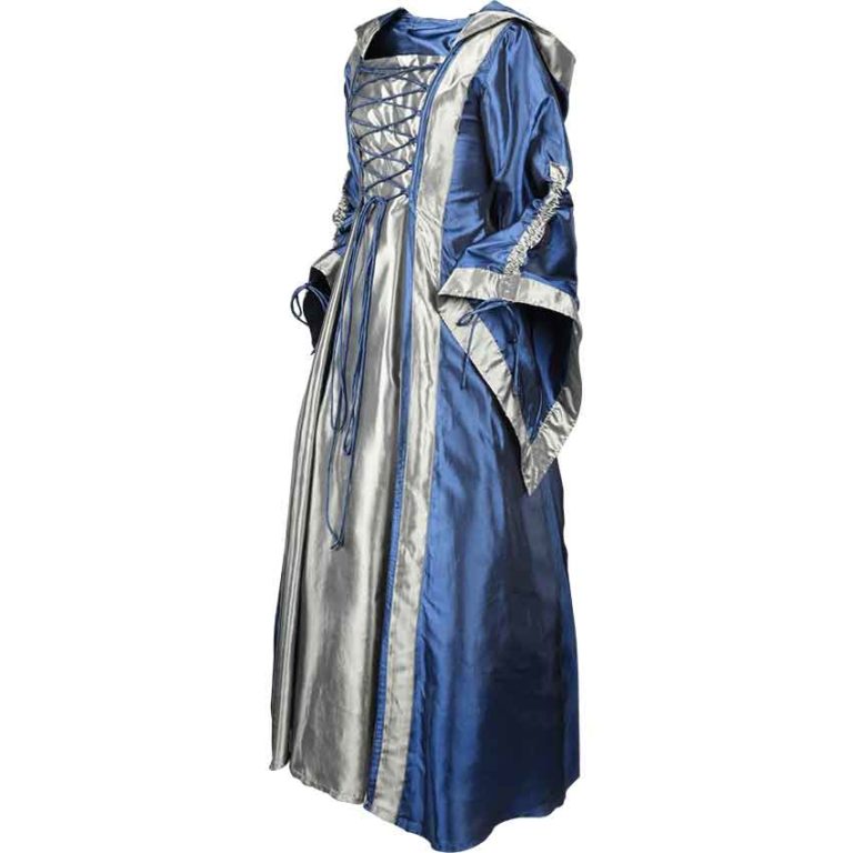 Hooded Renaissance Sorceress Dress - Royal Blue