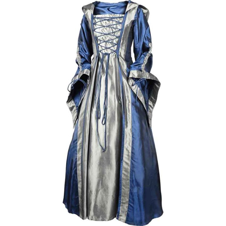 Hooded Renaissance Sorceress Dress - Royal Blue