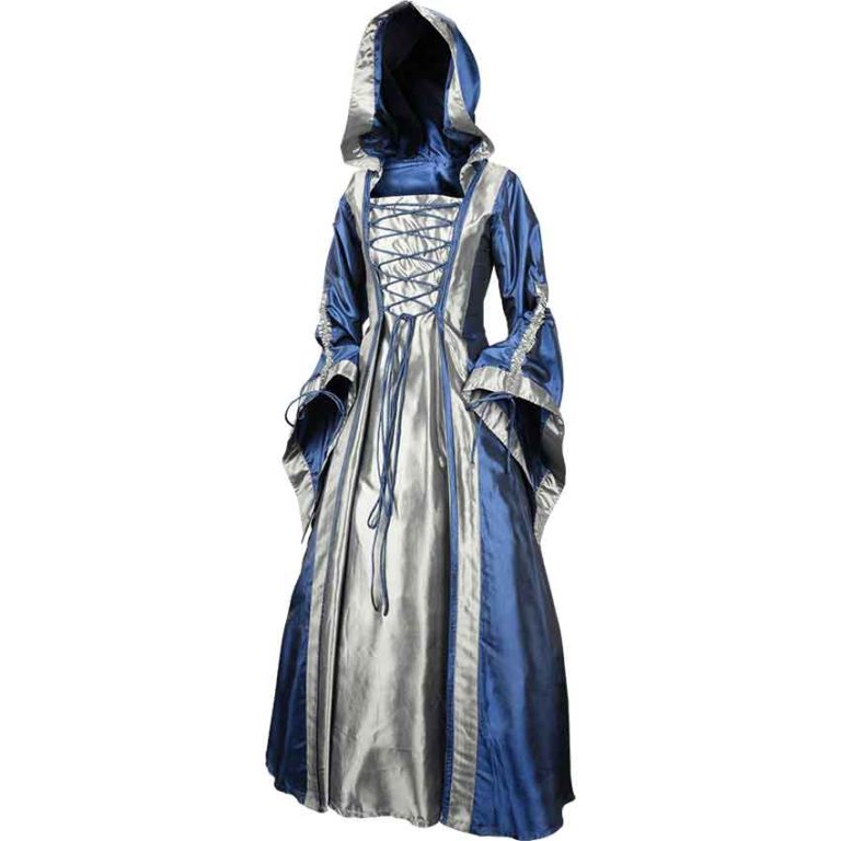 Hooded Renaissance Sorceress Dress - Royal Blue