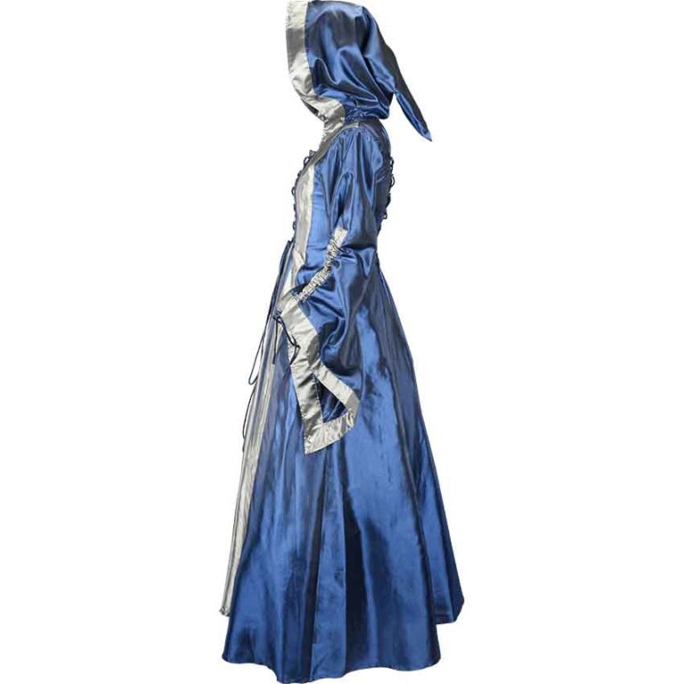 Hooded Renaissance Sorceress Dress - Royal Blue