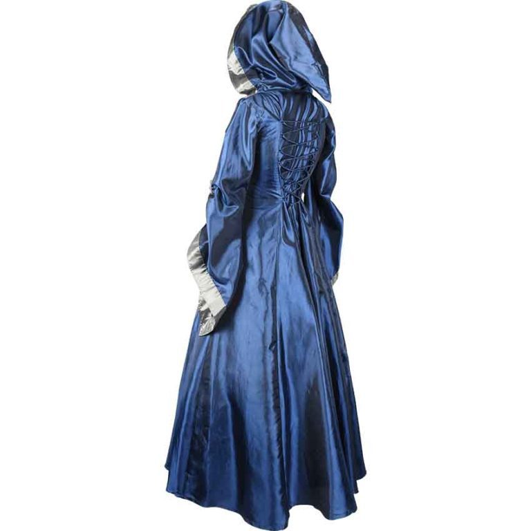 Hooded Renaissance Sorceress Dress - Royal Blue