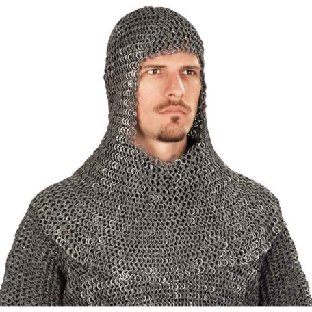 Riveted Dark Aluminum Chainmail Coif - 300478 - Medieval Collectibles