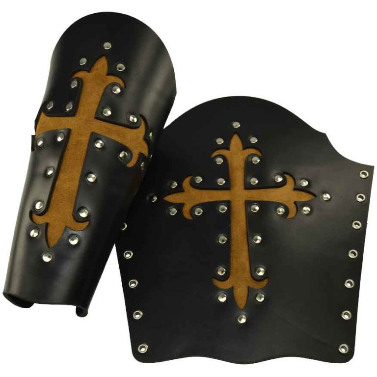 Gothic Cross Leather Arm Bracers