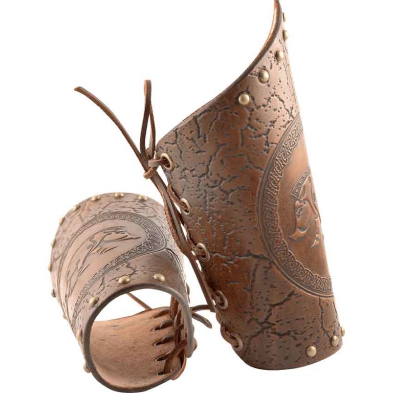 Celtic Boar Leather Arm Bracers