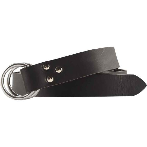 Double Ring Leather Belt - Black