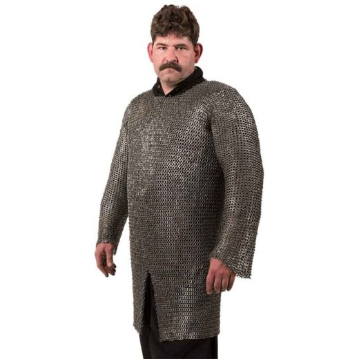 Flat Ring Round Riveted Chainmail Hauberk - HW-700595 - Medieval ...