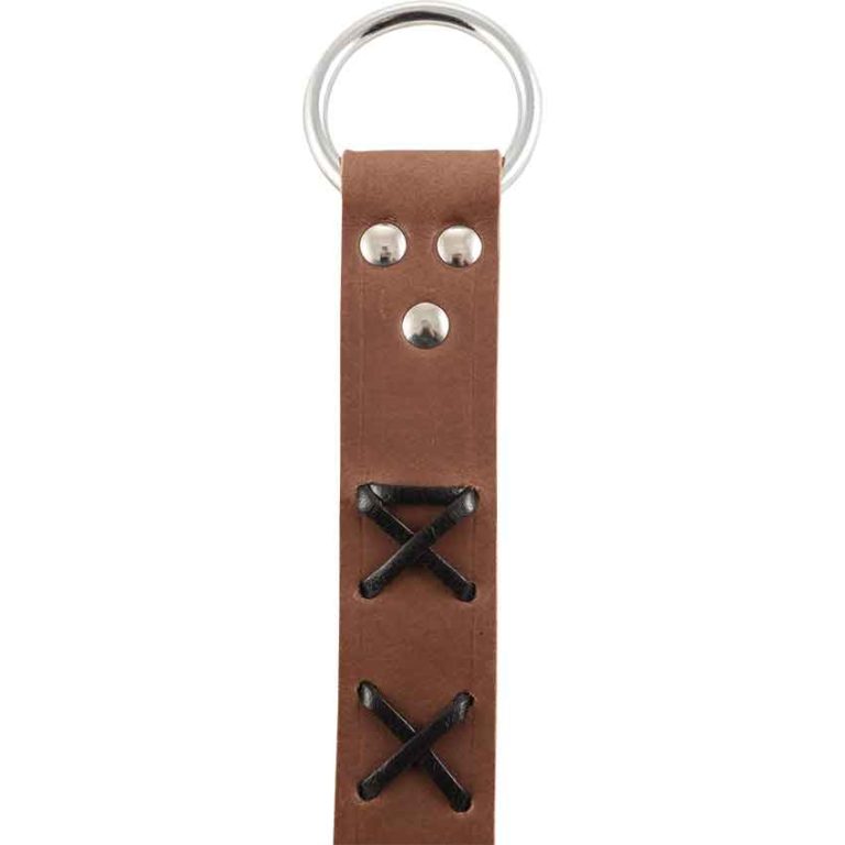 Laced Leather Ring Belt - Brown with Black