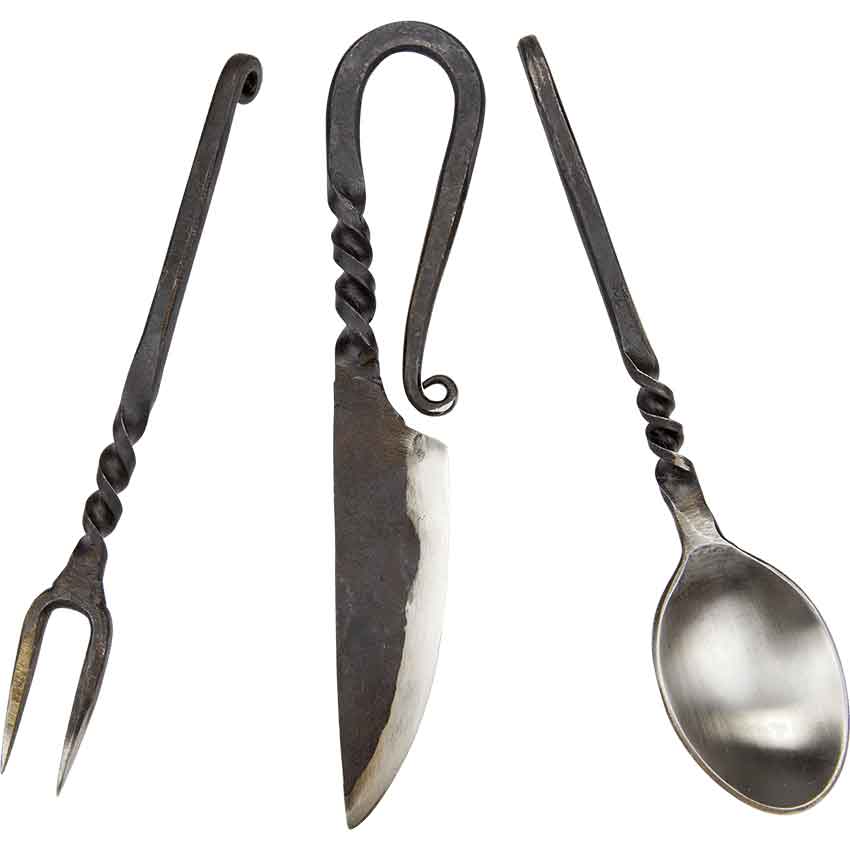 Hand Forged Cutlery Set | Steel by Medieval Collectibles, Size: Large