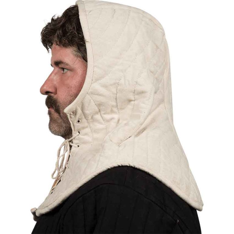 Medieval Padded Coif- Ecru