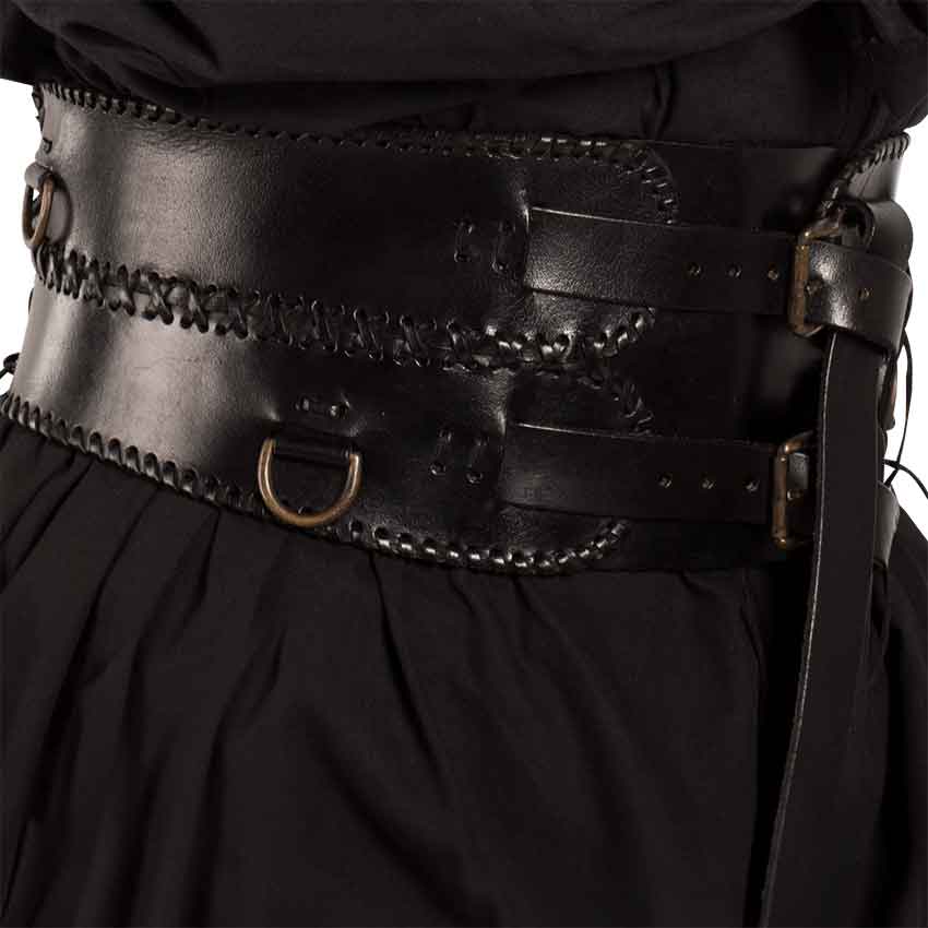 Wide Medieval Waist Belt - Black