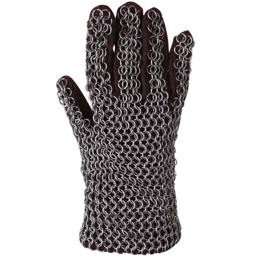 Large Size Leather Gloves with Chainmail Medieval Armour