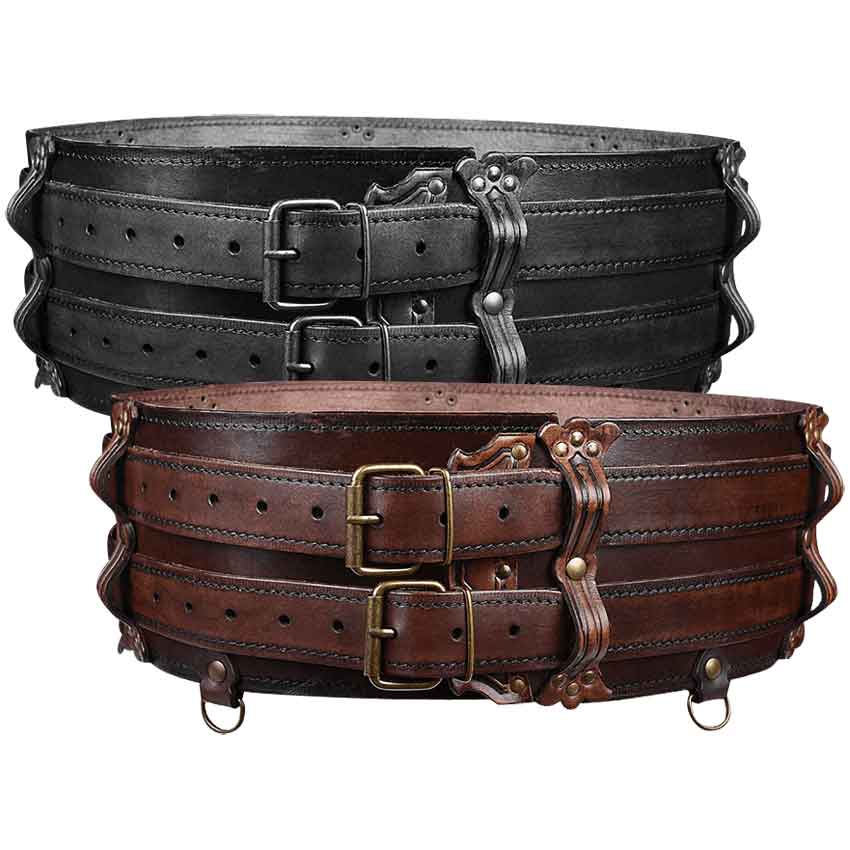 oorlog Noord Amerika Christian Luthor Leather Double Belt - MY100583 - Medieval Collectibles