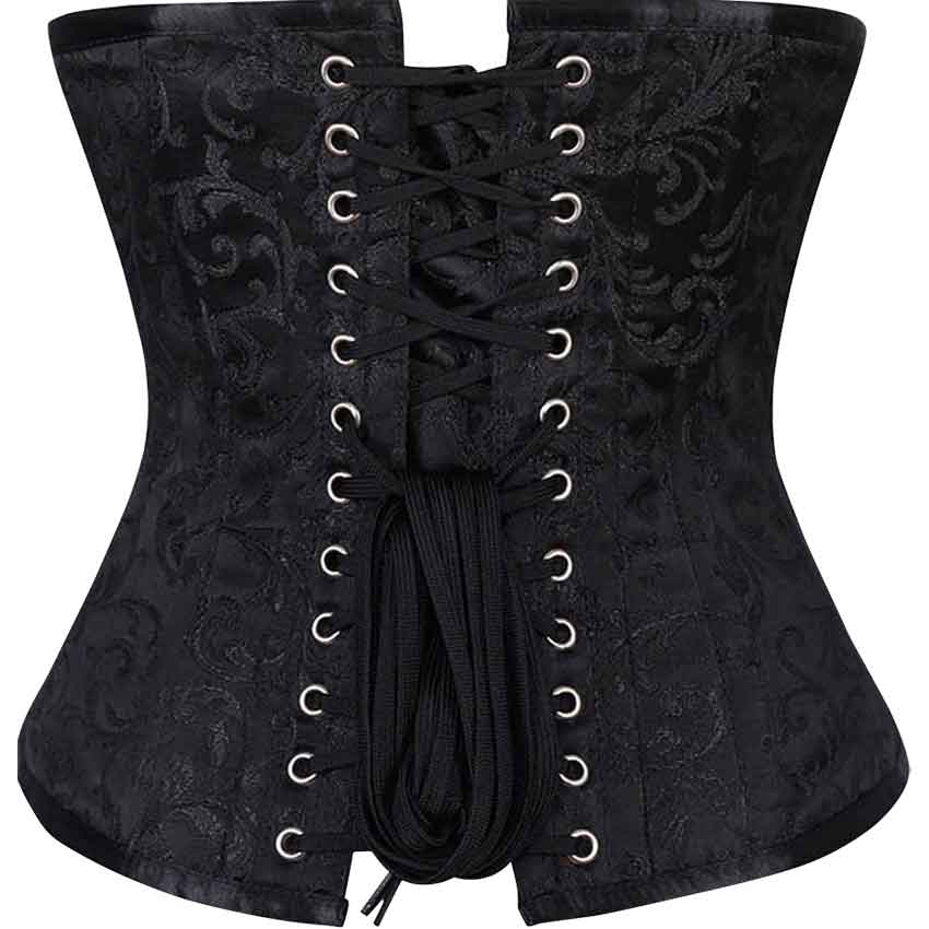 Black Brocade Underbust Corset - CT-CD-193 - Medieval Collectibles