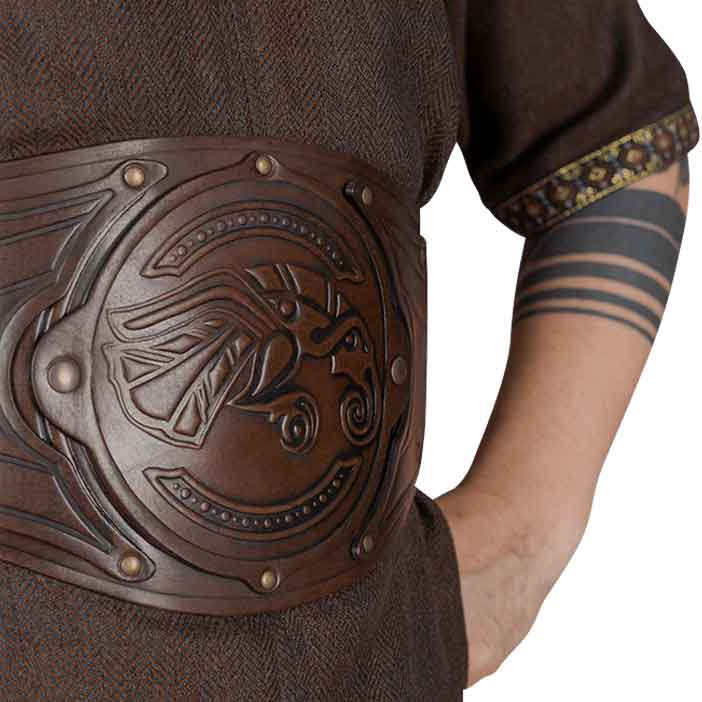 Viking Dragon Large Leather Belt Pouch - Viking Costume