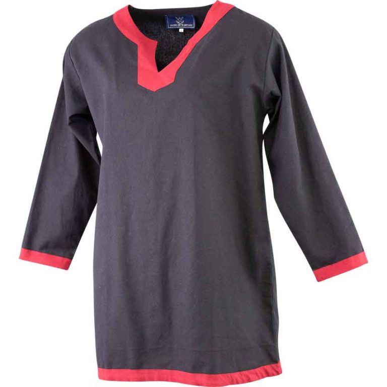 Basic Medieval Tunic - Black with Red