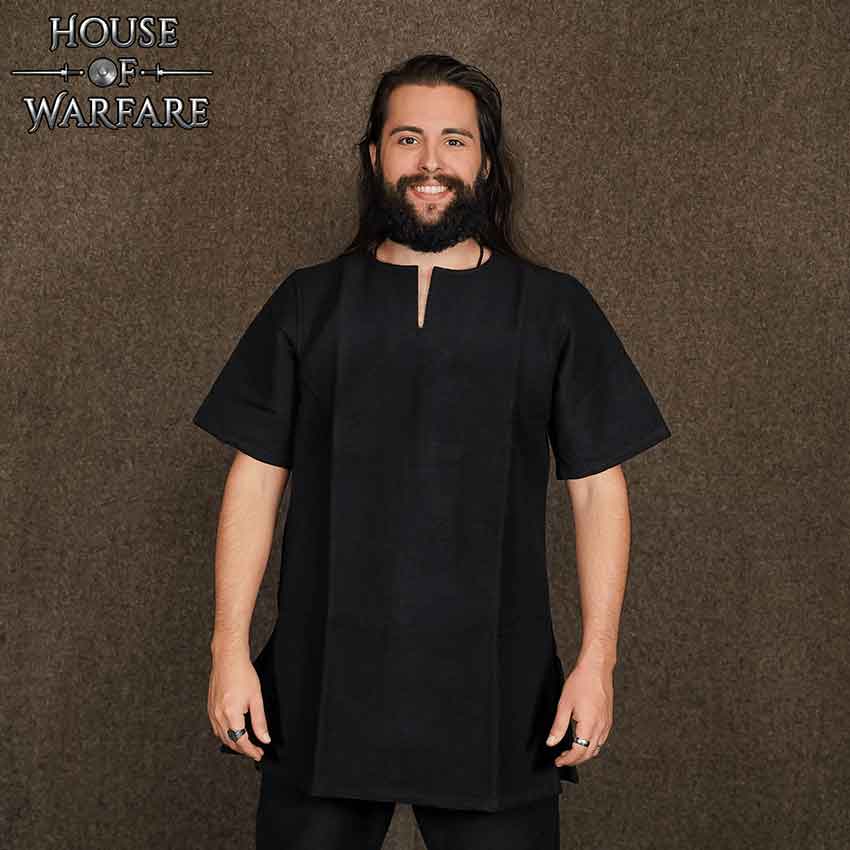 Mens Half Sleeve Viking Undertunic - Black - HW-701394BK - Medieval ...