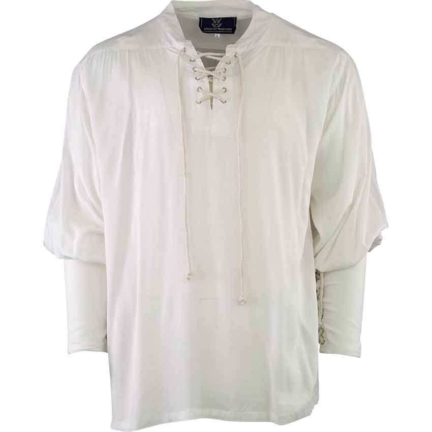 House of Warfare Men's Essential Pirate Shirt - White, Size: Large | Cotton by Medieval Collectibles