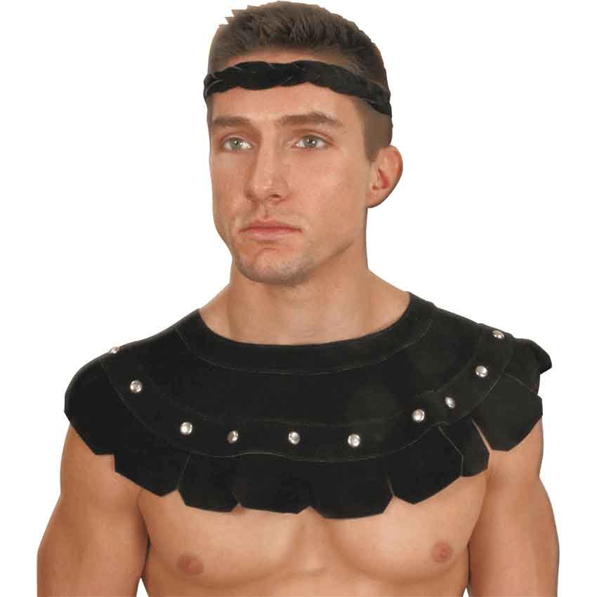 Medieval warlord leather hood with mantle