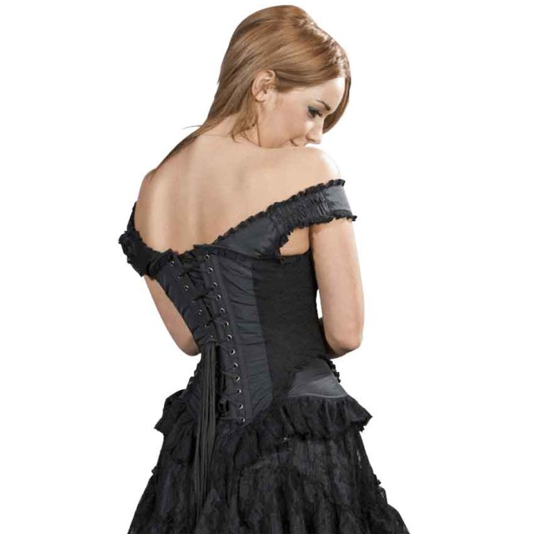 Venice Black Taffeta Overbust Corset