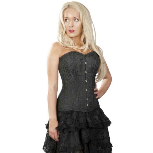 Versa Black Brocade Overbust Corset - BR-0076 - Medieval Collectibles