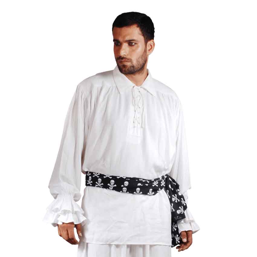 House of Warfare Men's Essential Pirate Shirt - White, Size: Large | Cotton by Medieval Collectibles