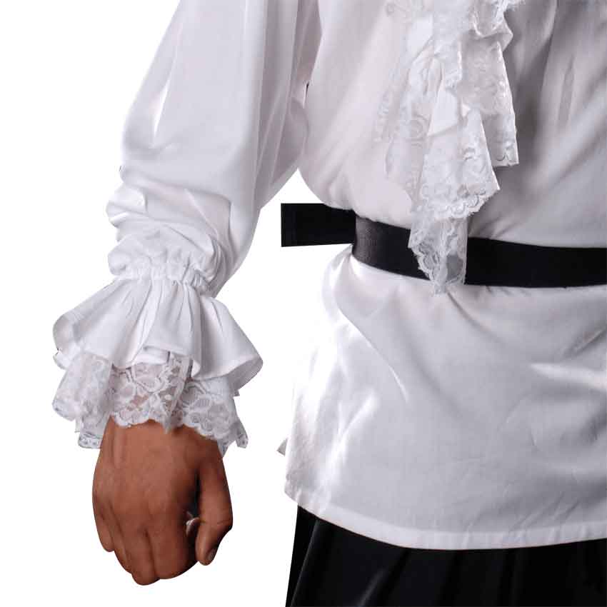 Men Medieval Pirate Shirt Top Blouse Bell Sleeve Lace Up Ruffle
