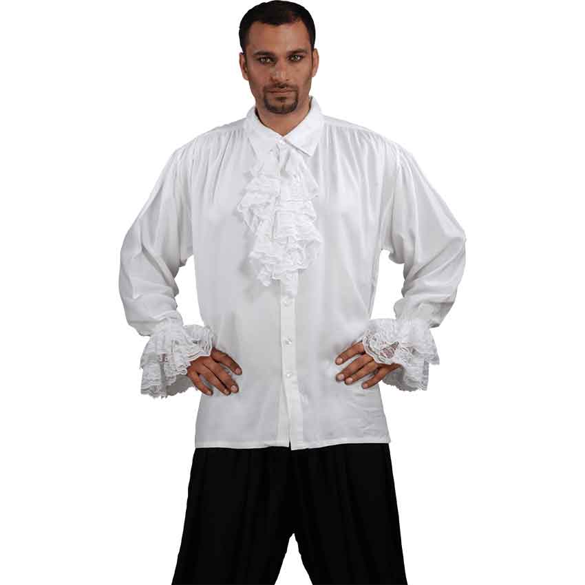 Cotton Captain Charles Vane Pirate Shirt in White, Size: Medium by Medieval Collectibles