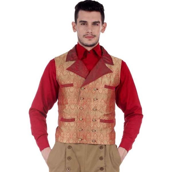 Double-Breasted Steampunk Brocade Waistcoat