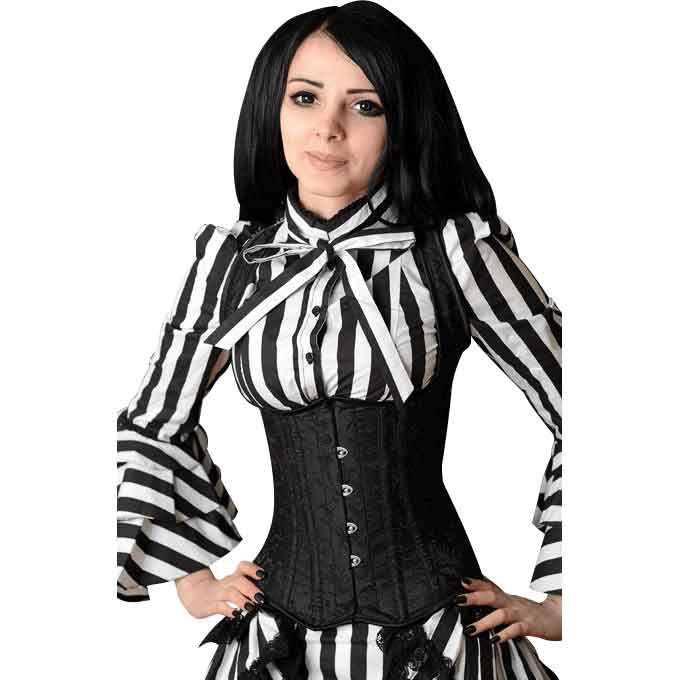 Gothic Black Strap Underbust Corset - DR-1004 - Medieval Collectibles