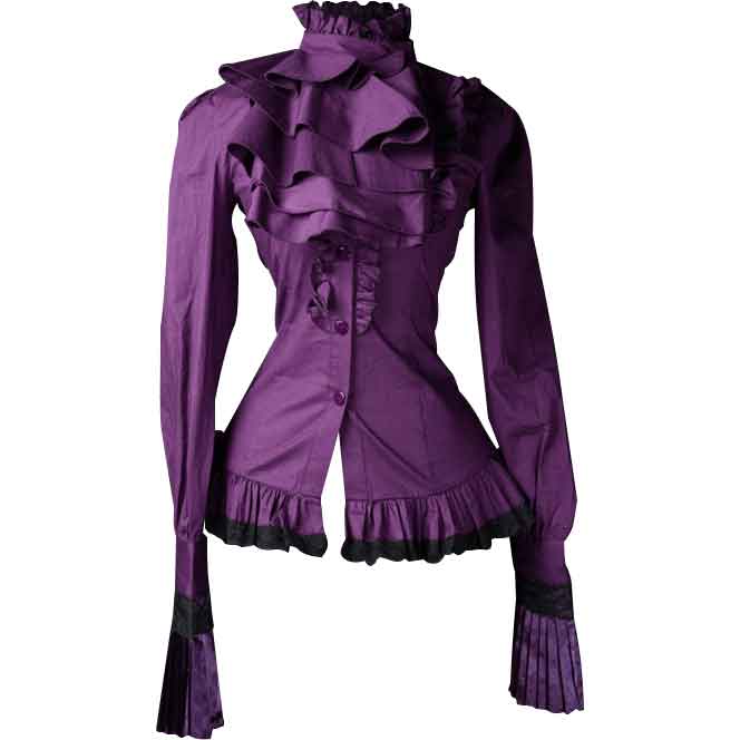 purple ruffle blouse