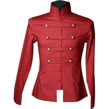 Gothic Red Cotton Naval Shirt - DR-1209 - Medieval Collectibles