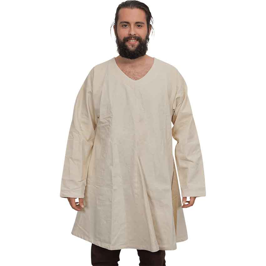 Long Sleeve Medieval Tunic - Ecru - HW-701065 - Medieval Collectibles