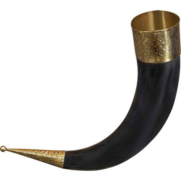 Floral Rim Drinking Horn