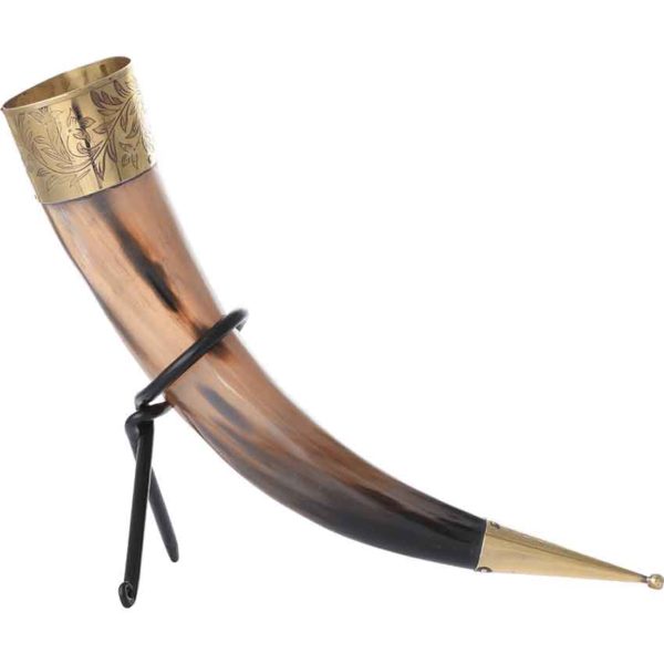 Leaf Rim Drinking Horn - HW-701427R - Medieval Collectibles