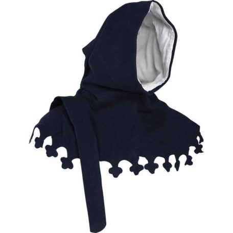 Wool Medieval Liripipe Hood - Blue - HW-701546BL - Medieval Collectibles