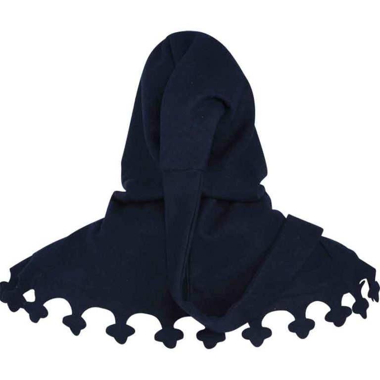 Wool Medieval Liripipe Hood - Blue - HW-701546BL - Medieval Collectibles