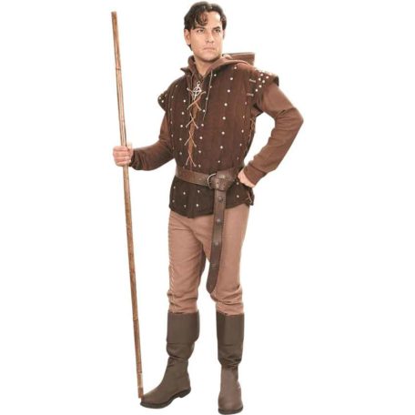 Bandit Hooded Shirt - Brown - 101721 - Medieval Collectibles