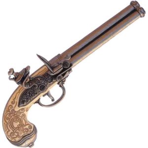 Italian Triple Barrel Flintlock Pistol Pewter