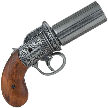 Pewter Finish British 1840 Pepper-Box Revolver - FD1071 - Medieval ...