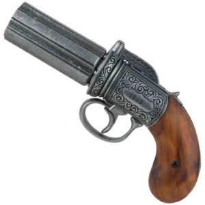 Pewter Finish British 1840 Pepper-Box Revolver - FD1071 - Medieval ...