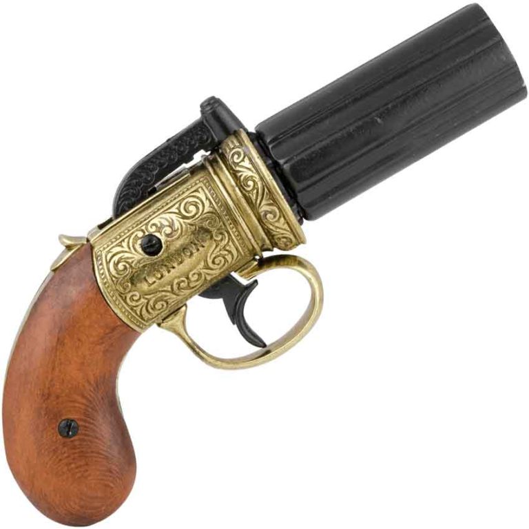 Brass Finish British 1840 Pepper-Box Revolver - FD5071 - Medieval ...