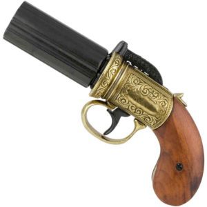 Brass Finish British 1840 Pepper-Box Revolver - FD5071 - Medieval ...