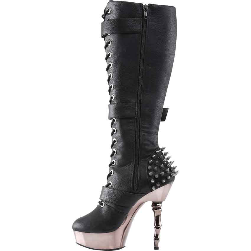 spiked knee high boots