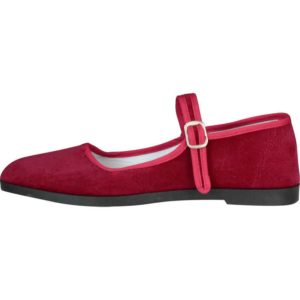 Burgundy Velvet Lady Jane Shoes - FW5001 - Medieval Collectibles