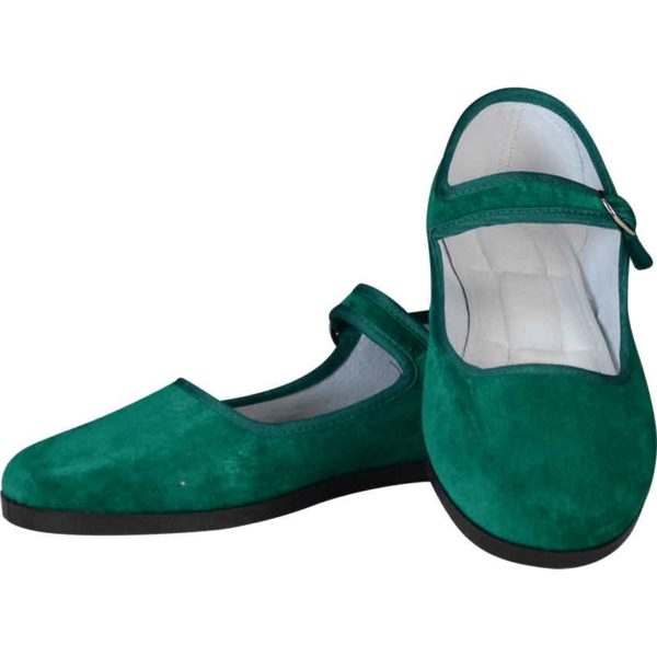 Jade Velvet Lady Jane Shoes