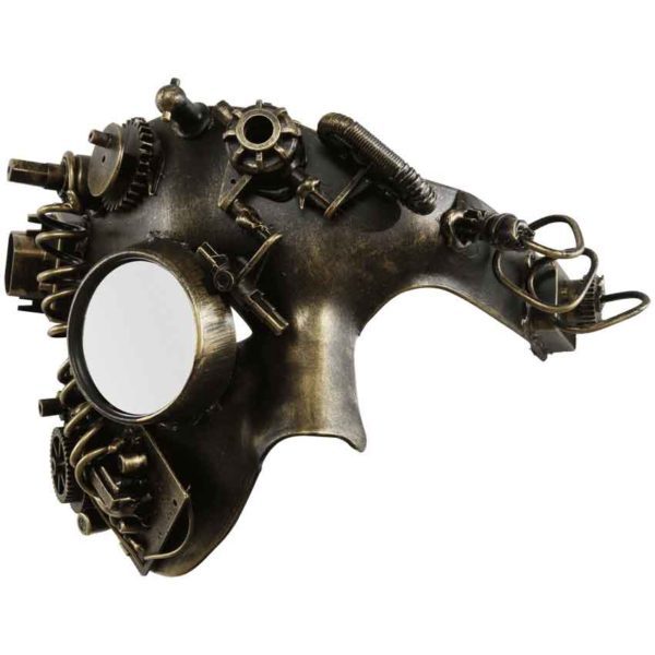 Gold Steampunk Monocle Phantom Mask