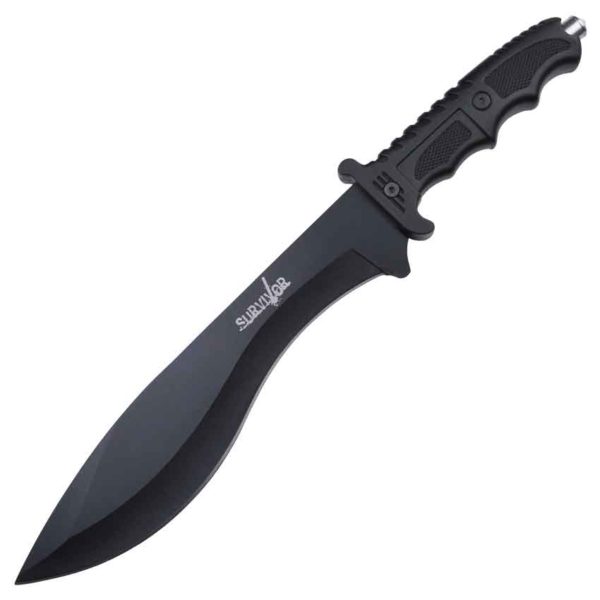 Black Swept Blade Survival Knife