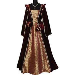 Courtly Renaissance Dress - Burgundy and Gold - MCI-200 - Medieval ...